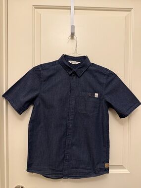 H&M Boy’s Short-Sleeve Dark Blue Cotton Button-Down Shirt